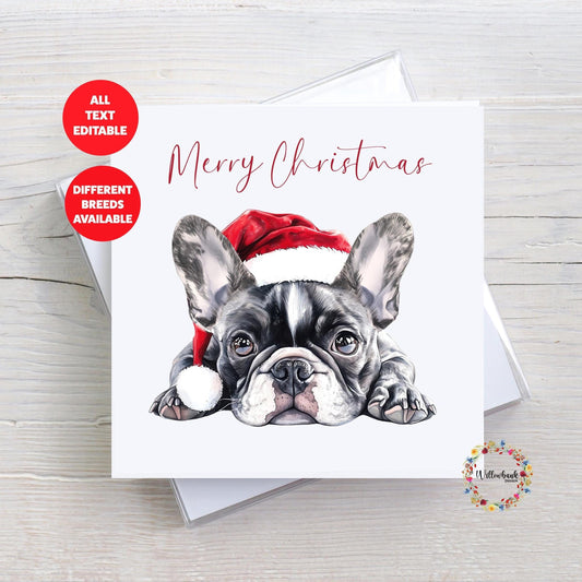 French Bulldog Christmas Card l Dog Lover Festive Card l Santa Dogs