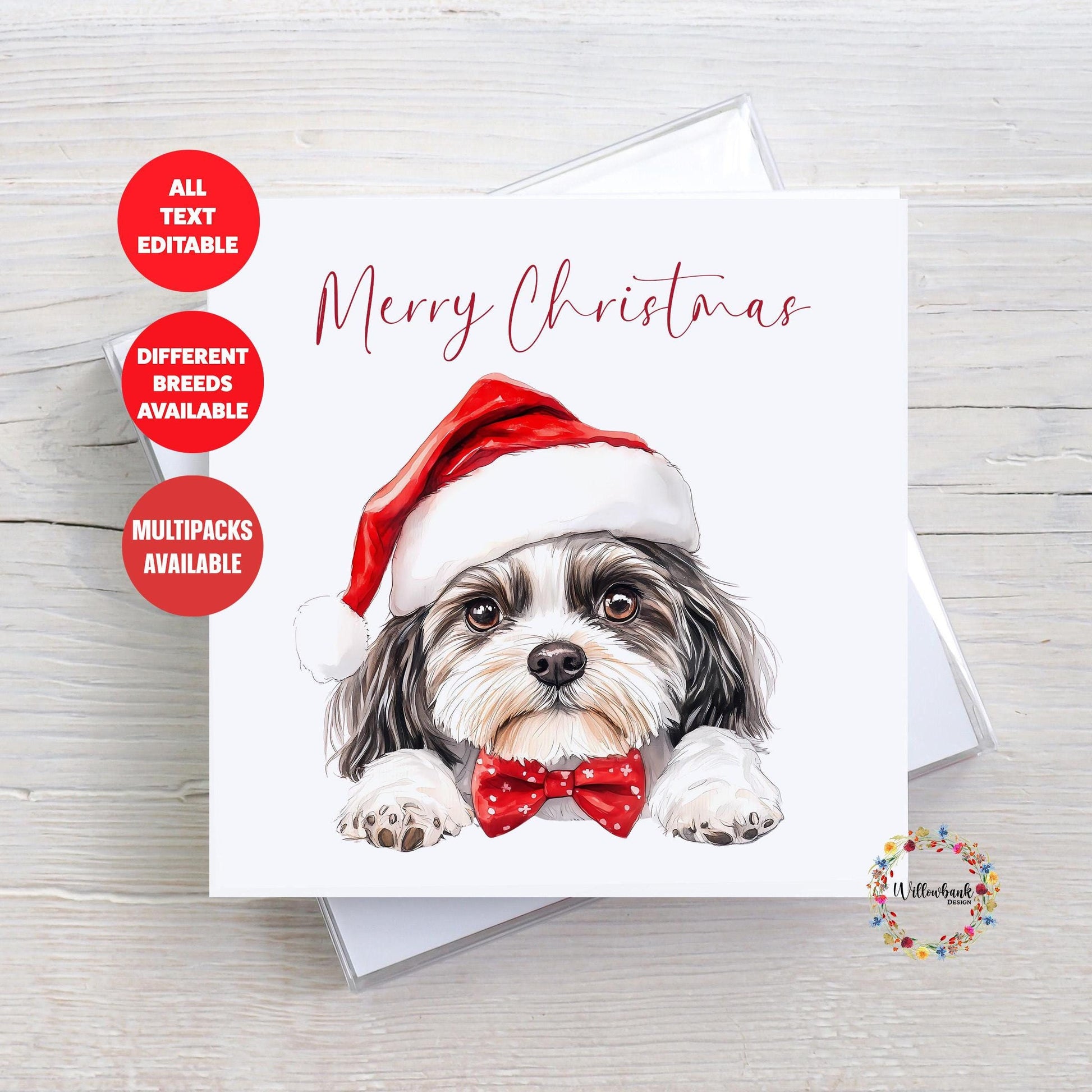 Personalised Havanese Christmas Card l Dog Lover Festive Card l Santa Dogs