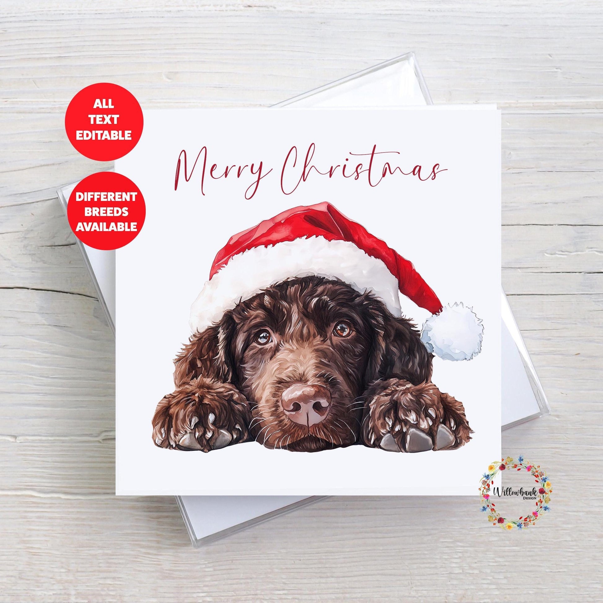 Personalised Labradoodle Christmas Card l Dog Lover Festive Card l Santa Dogs
