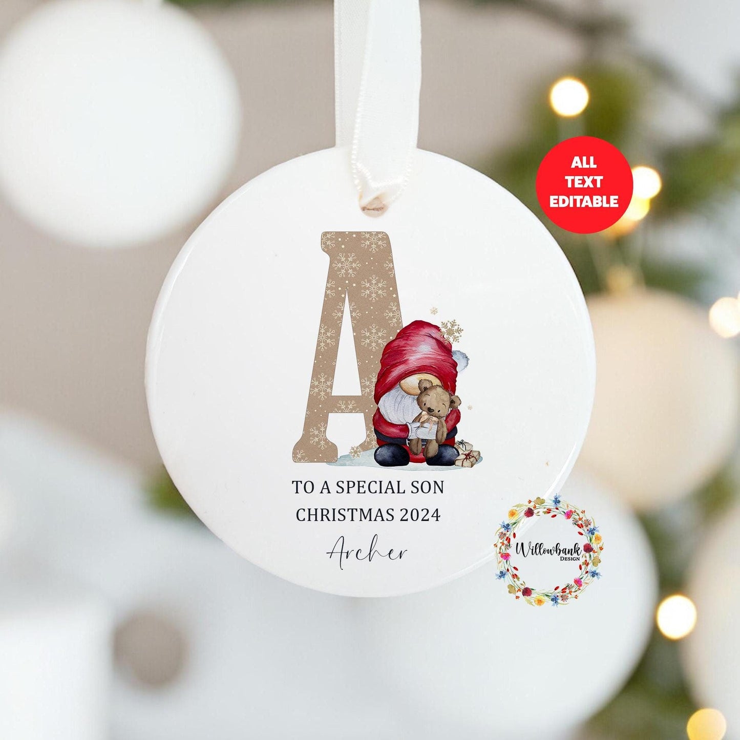 Personalised Santa Claus Gonk Christmas Tree Decoration