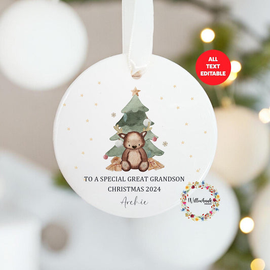 Personalised Reindeer Christmas Tree Decoration