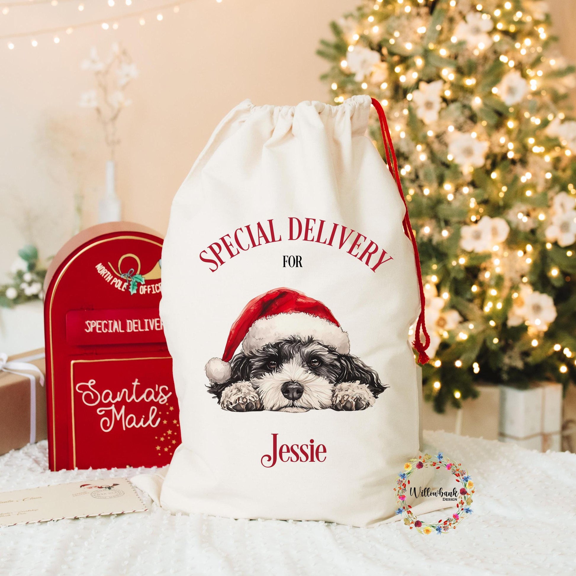 Custom Dog Christmas Santa Sack l Personalised Christmas Sack l Xmas Bags