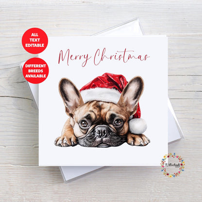 French Bulldog Christmas Card l Dog Lover Festive Card l Santa Dogs