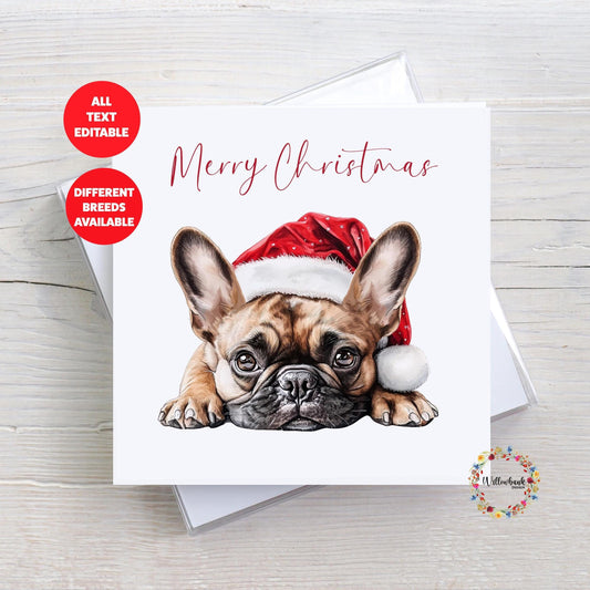 French Bulldog Christmas Card l Dog Lover Festive Card l Santa Dogs