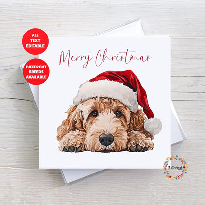 Golden Doodle Christmas Card l Dog Lover Festive Card l Santa Dogs