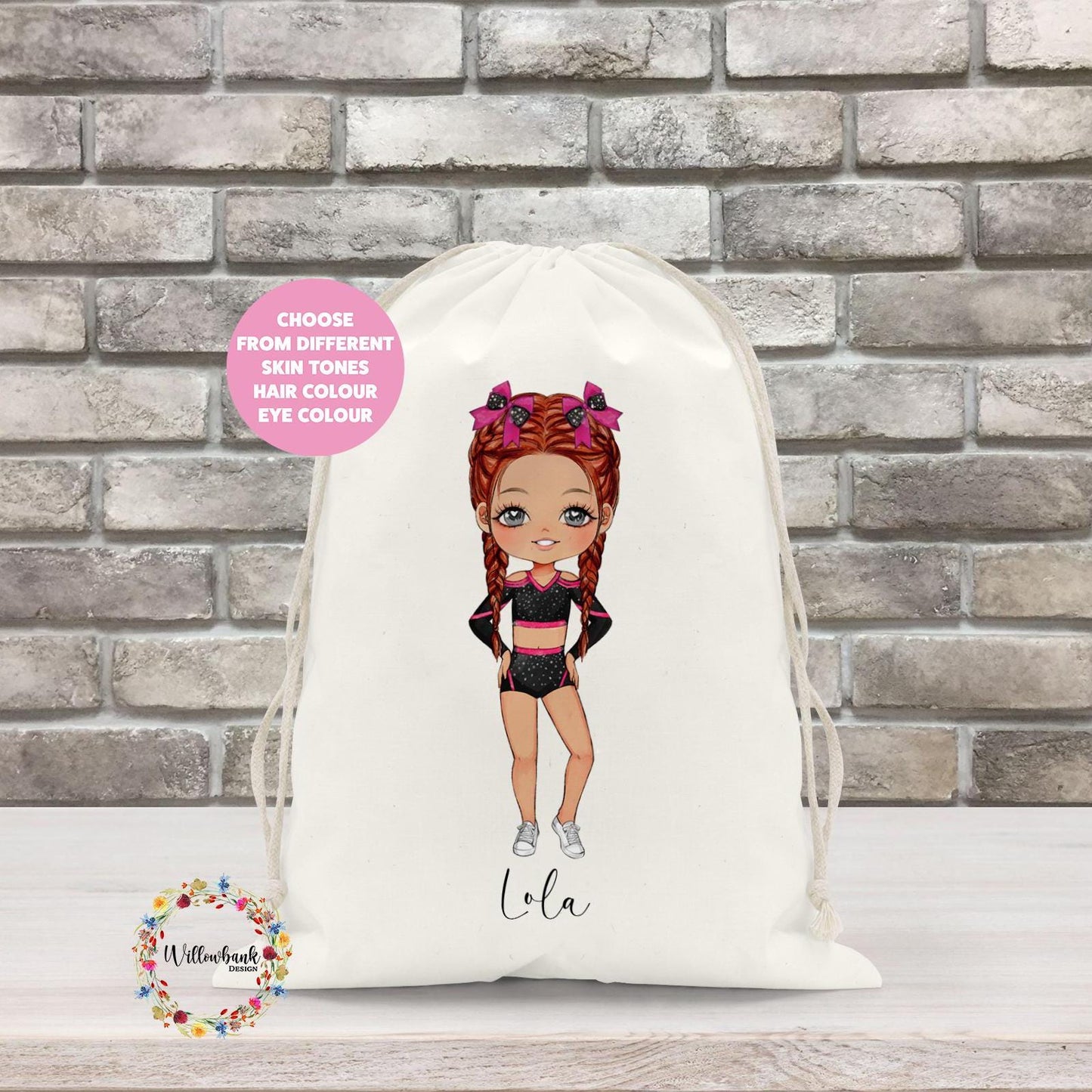 Personalised Cheerleader Drawstring Bag l Gymnastics l Dance Bag