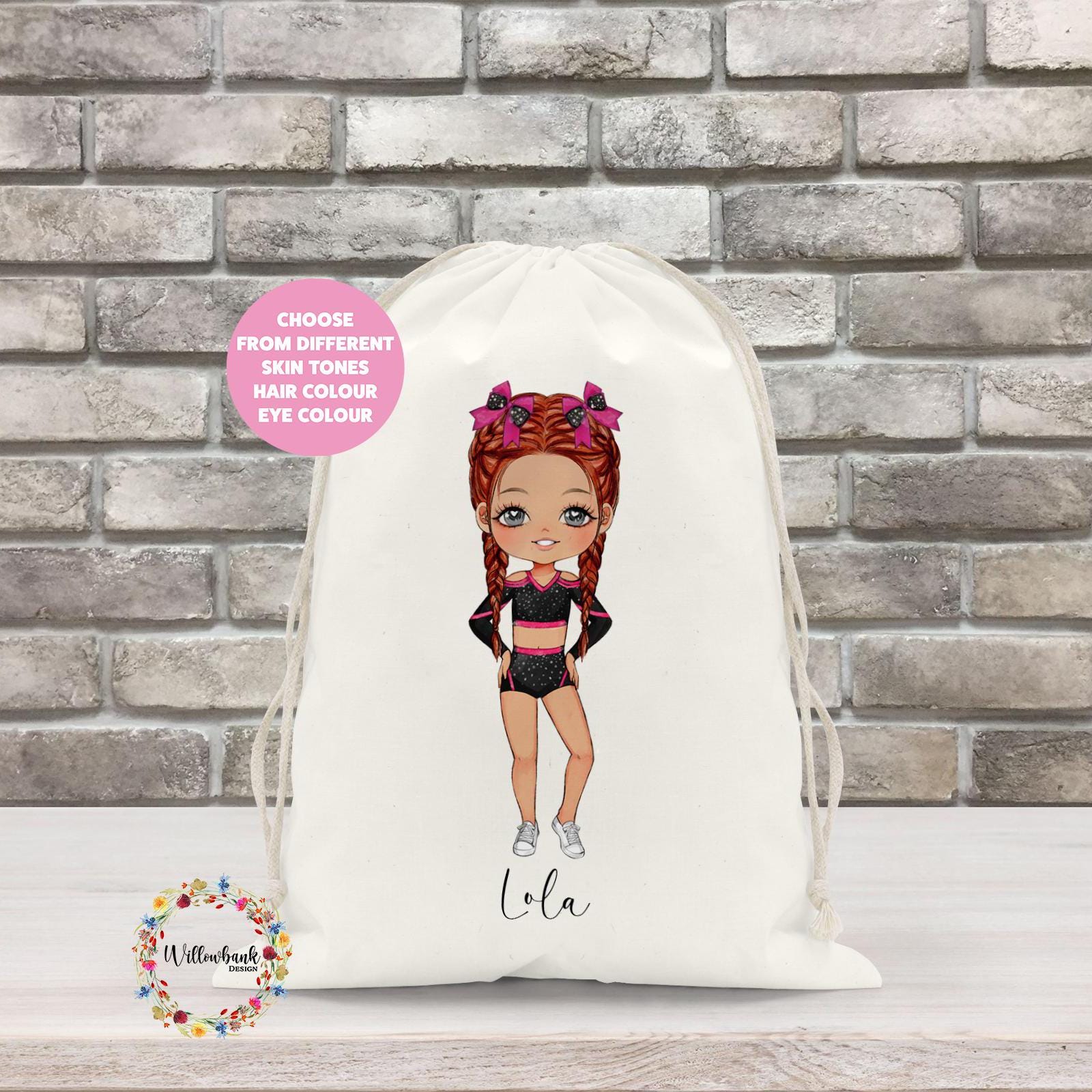 Personalised Cheerleader Drawstring Bag l Gymnastics l Dance Bag
