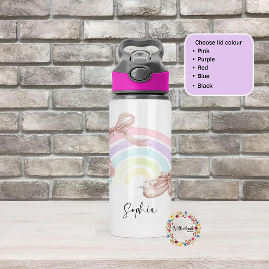 Personalised Ballerina Rainbow Water Bottle l Ballet Drinkware l Schoo