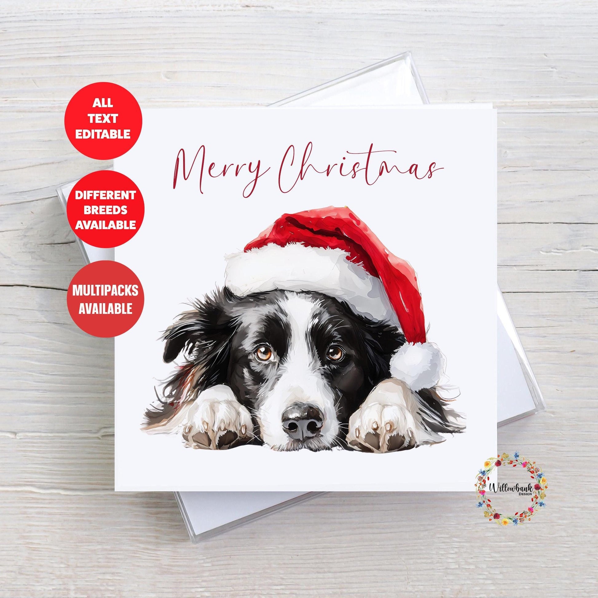 Personalised Border Terrier Christmas Card l Dog Lover Festive Card l Santa Dogs