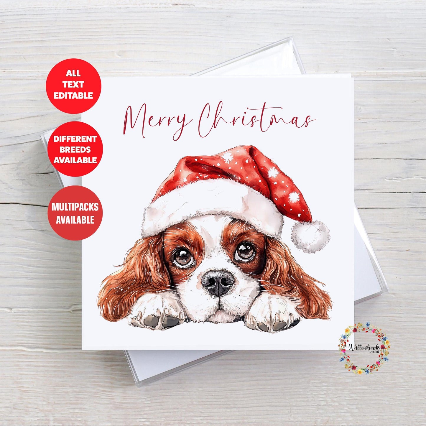 Personalised King Charles Spaniel Christmas Card l Dog Lover Festive Card