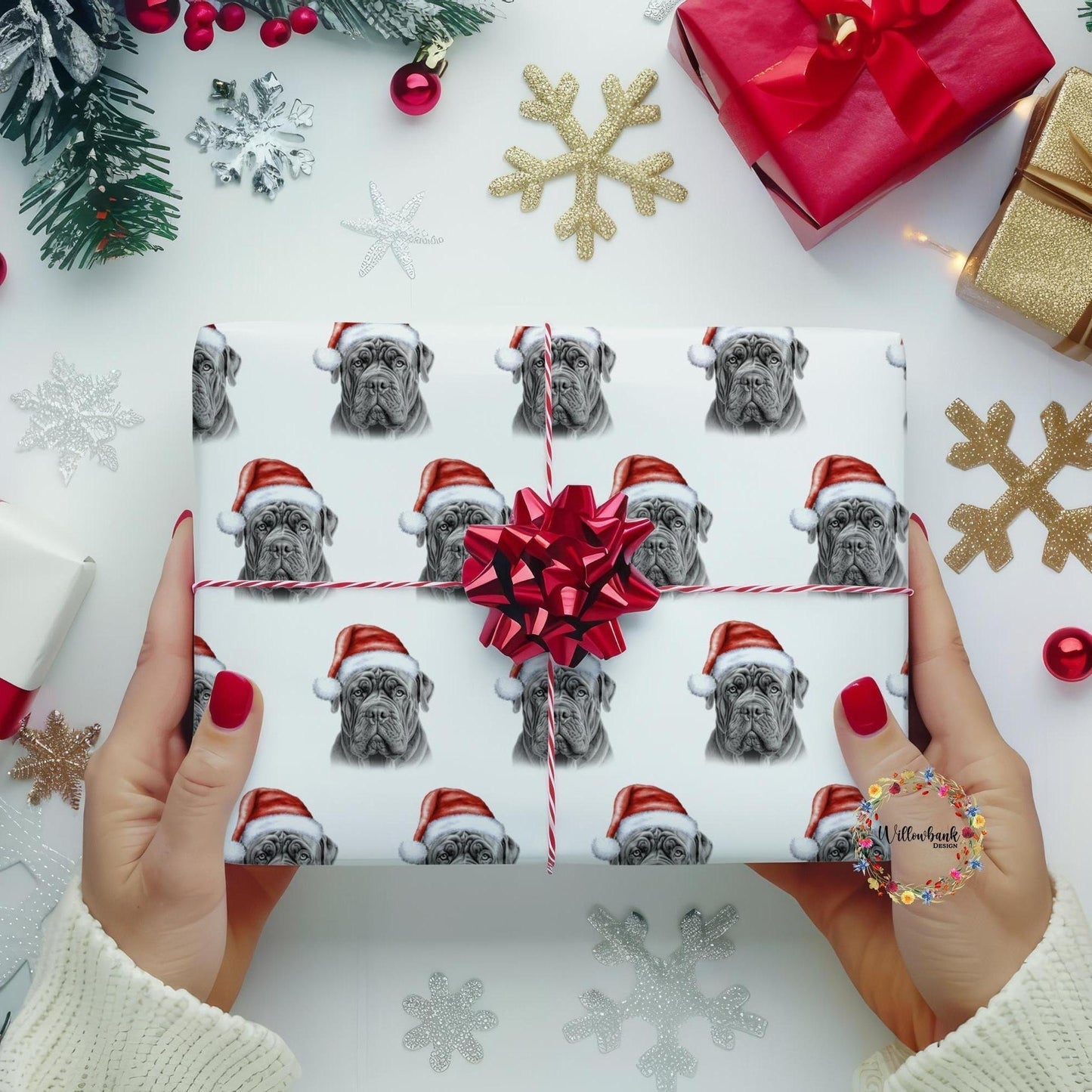 Bull Mastiff Christmas Wrapping Paper l Gift Wrap