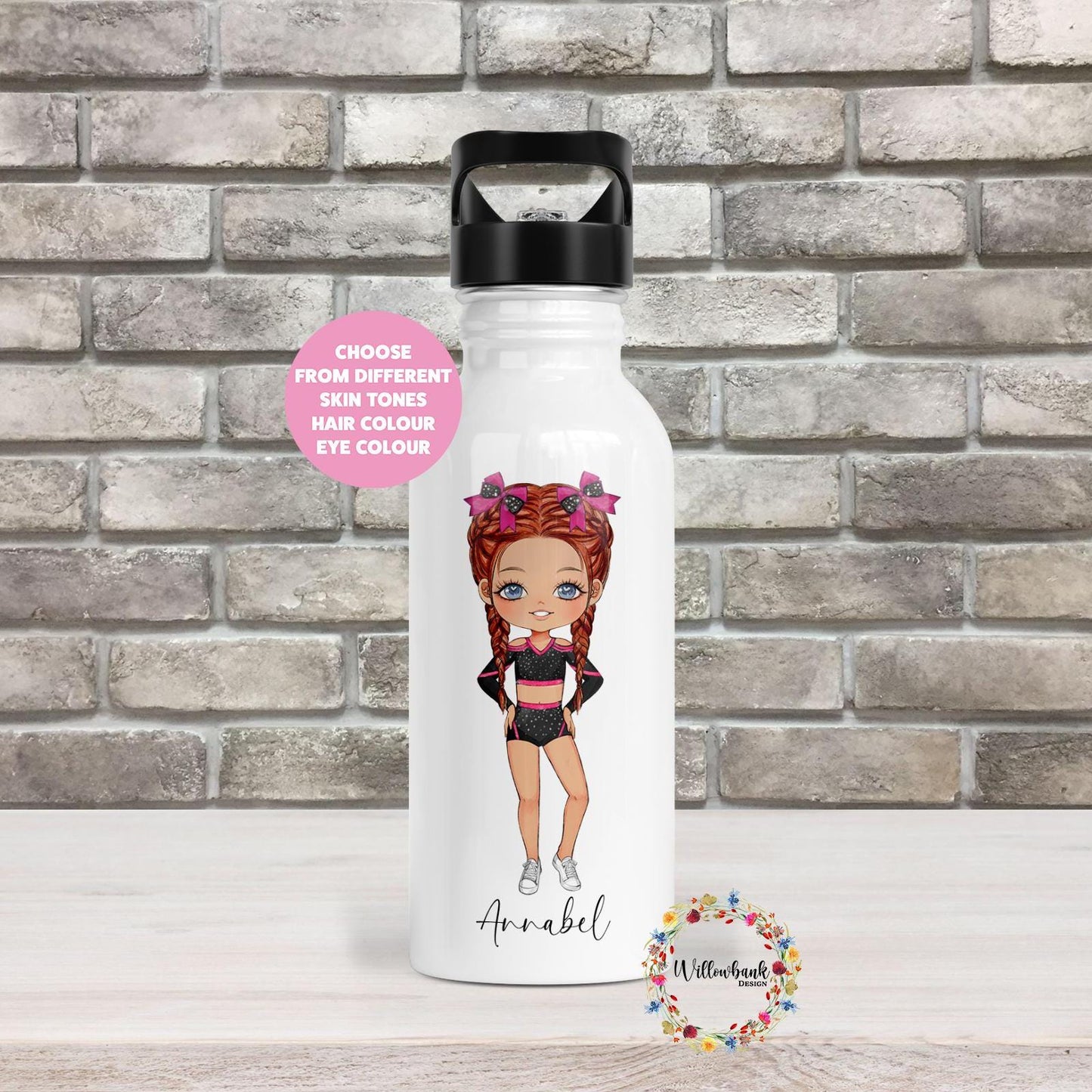 Personalised Cheerleader Water Bottle l Dance Drinks Bottle l Handled Drink Bottles
