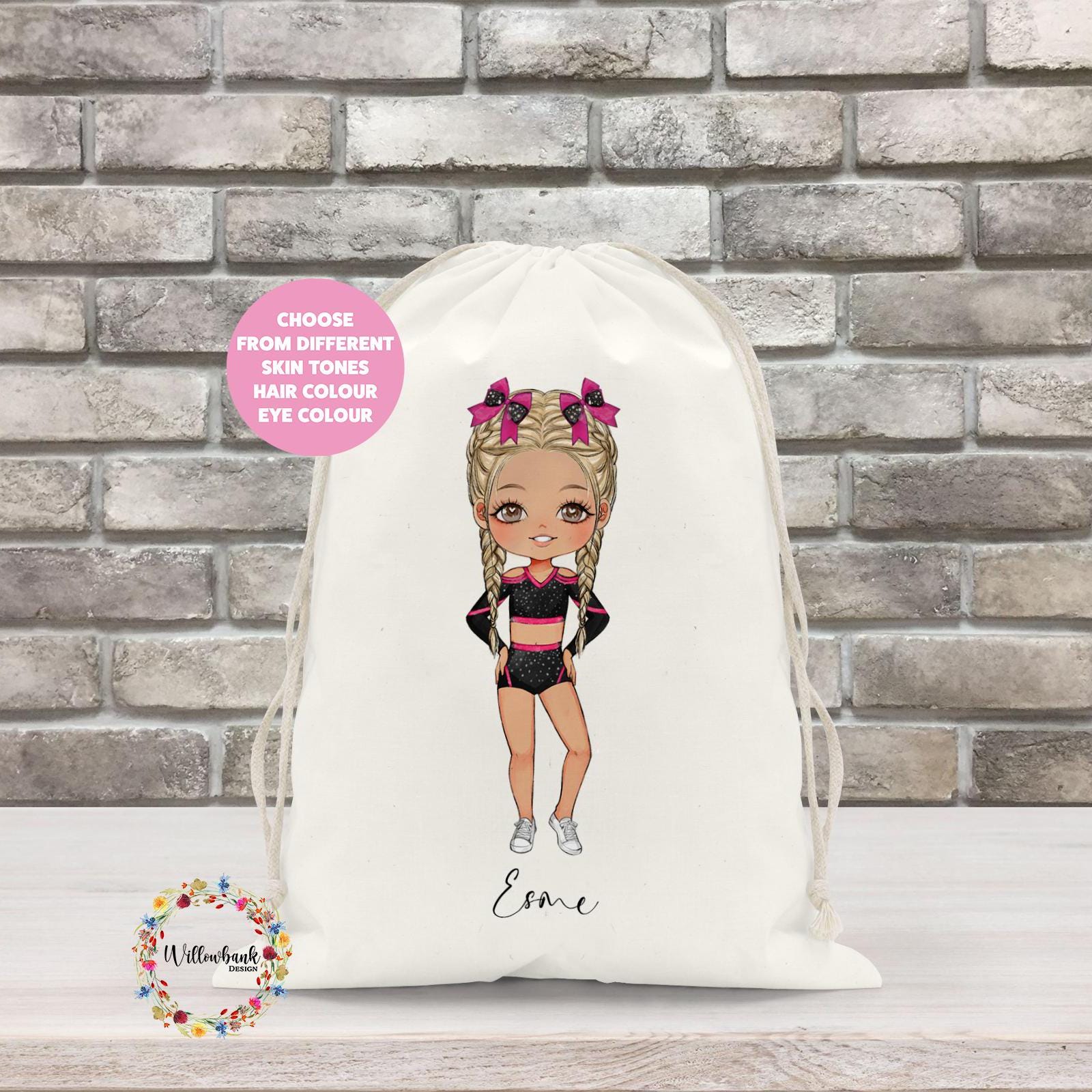 Personalised Cheerleader Drawstring Bag l Gymnastics l Dance Bag