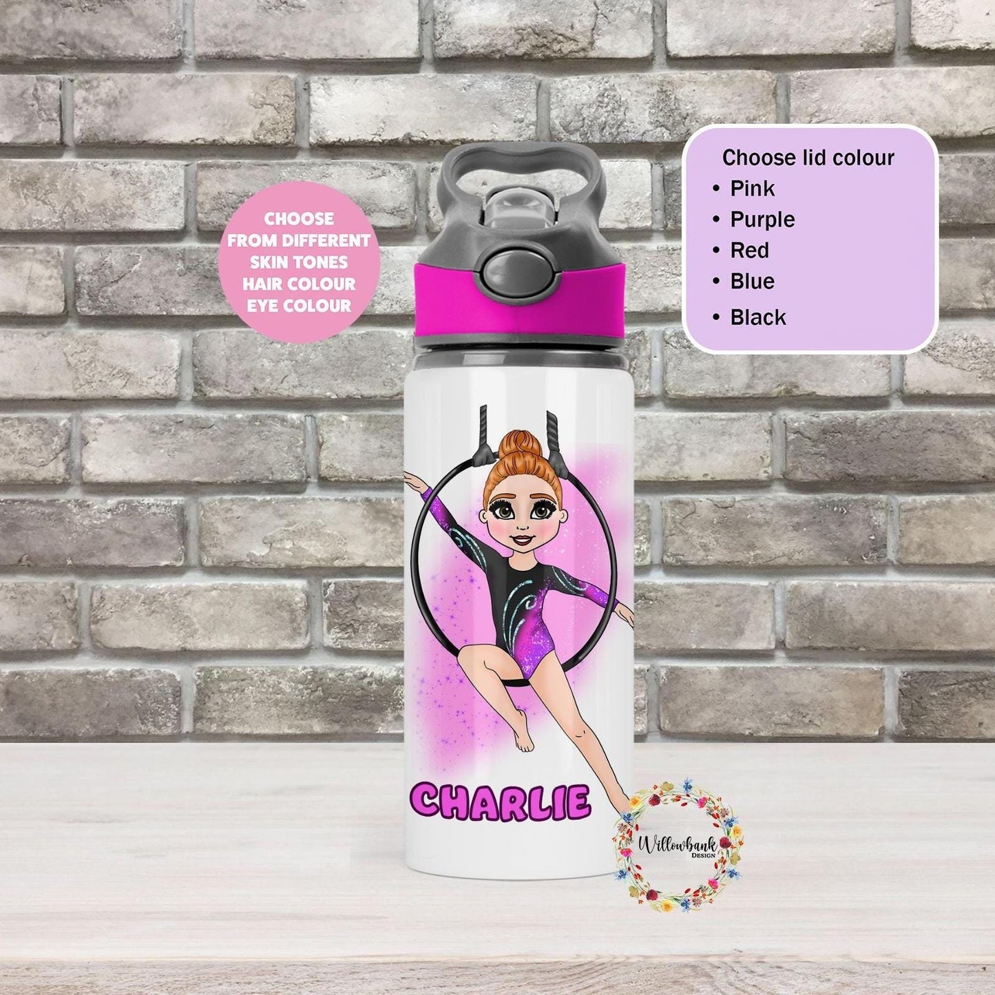 Personalised Gymnastics Water Bottle l Gymnast Drinkware l Schoo