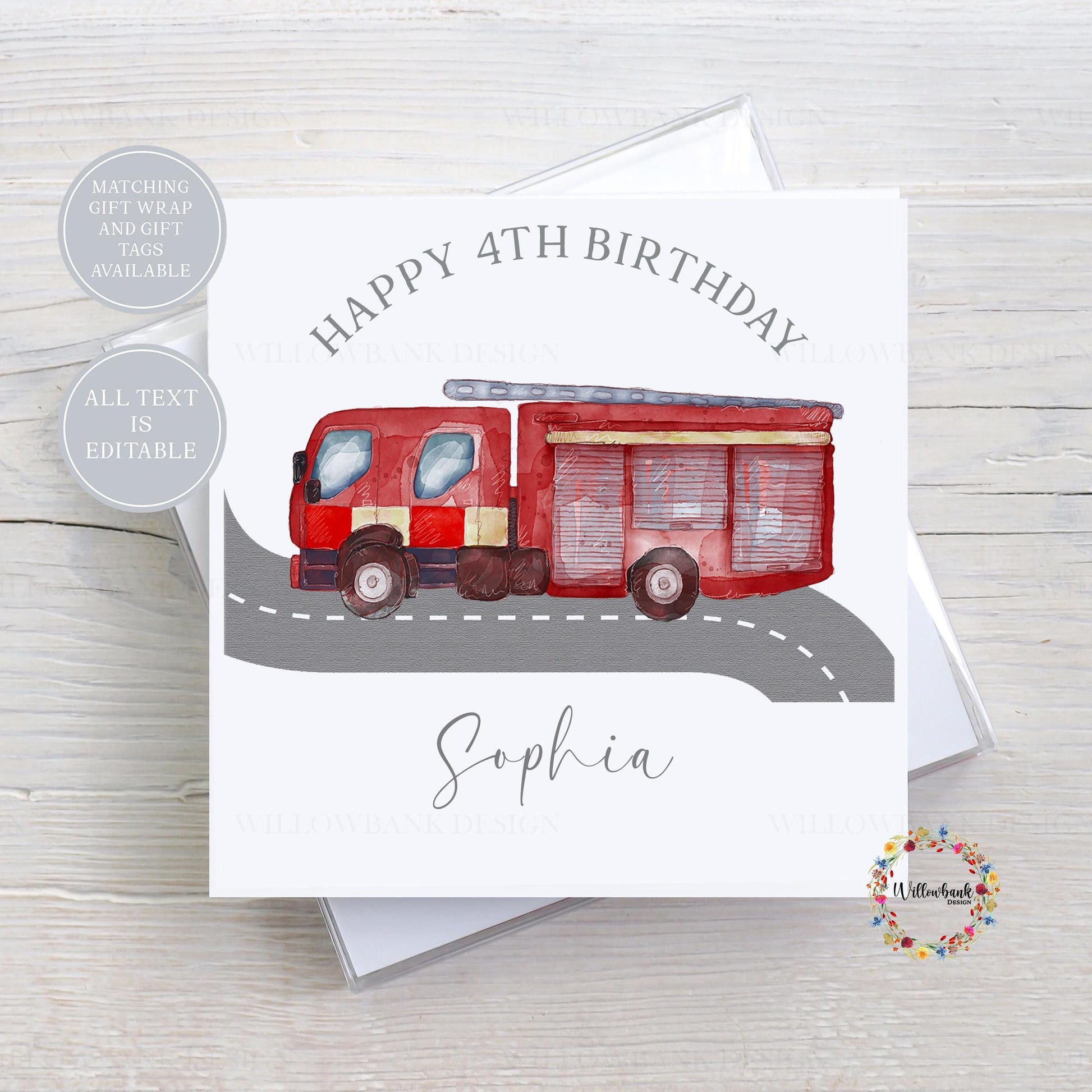 Personalised Emergency Services Birthday Greeting Card l Childrens Birthday Card l Ambulance l Fire Engine l Police Car l Kids Birthday