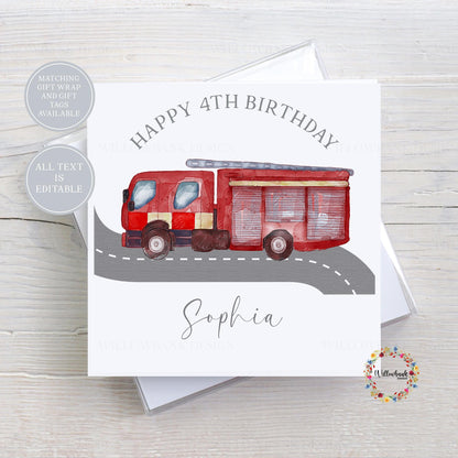 Personalised Emergency Services Birthday Greeting Card l Childrens Birthday Card l Ambulance l Fire Engine l Police Car l Kids Birthday