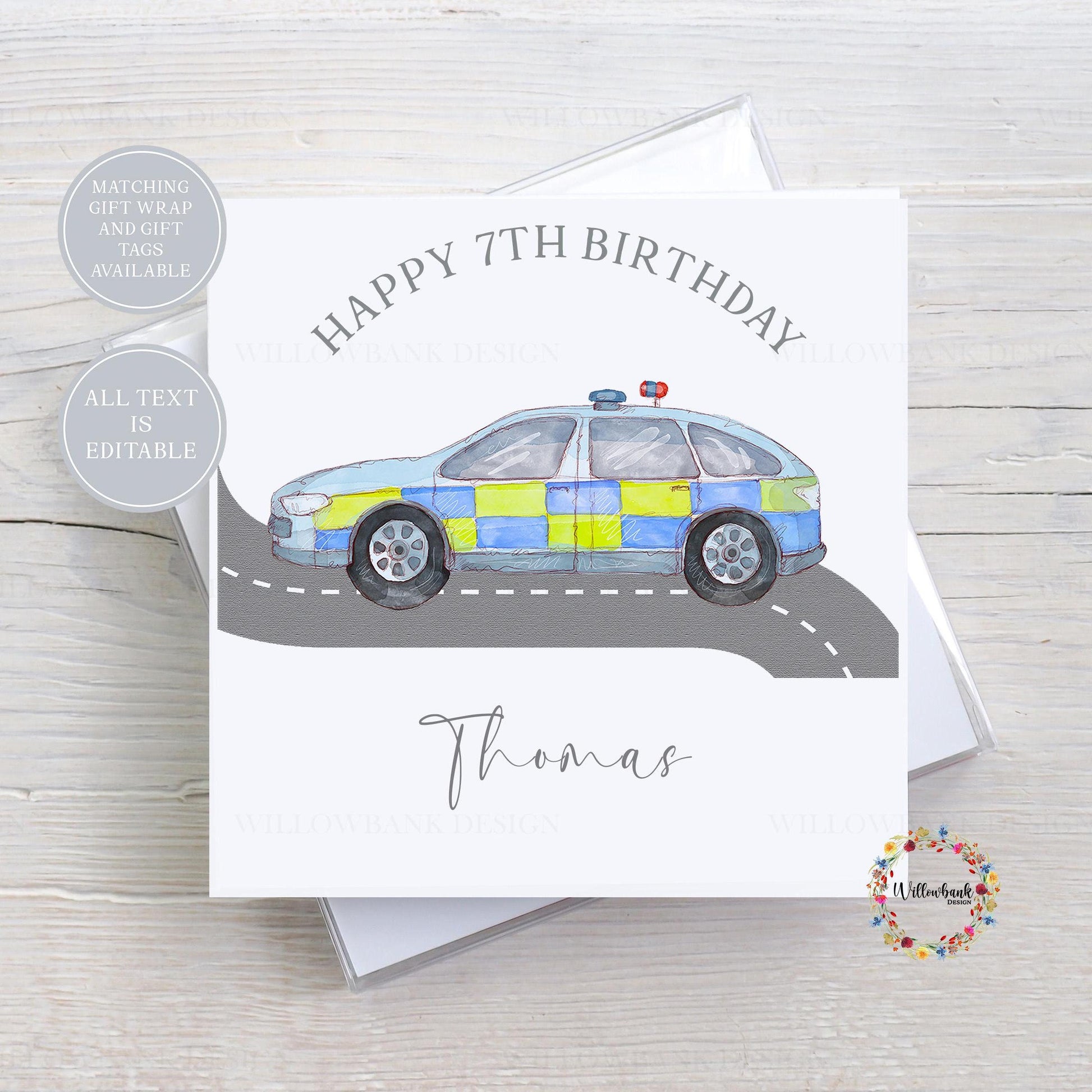Personalised Emergency Services Birthday Greeting Card l Childrens Birthday Card l Ambulance l Fire Engine l Police Car l Kids Birthday