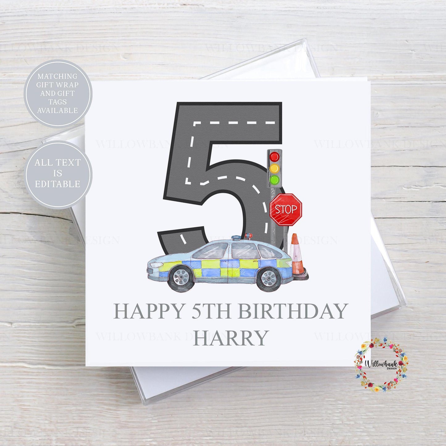 Personalised Emergency Services Birthday Greeting Card l Childrens Birthday Card l Ambulance l Fire Engine l Police Car l Kids Birthday