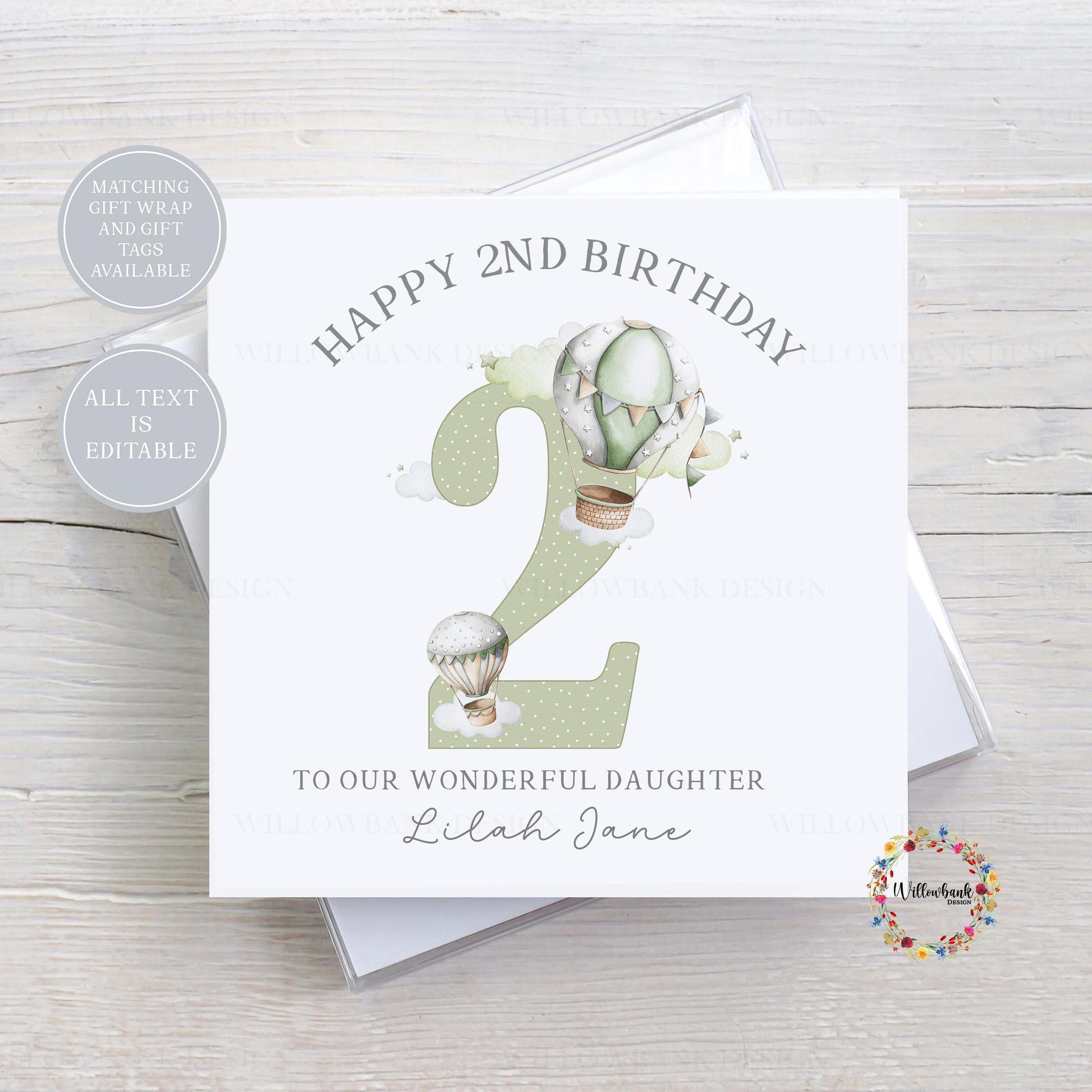Personalised Hot Air Balloon Childrens Birthday Card l Age Card l Kids Birthday l Baby l First Birthday l 1st Bday l Custom Wording