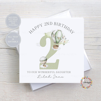 Personalised Hot Air Balloon Childrens Birthday Card l Age Card l Kids Birthday l Baby l First Birthday l 1st Bday l Custom Wording