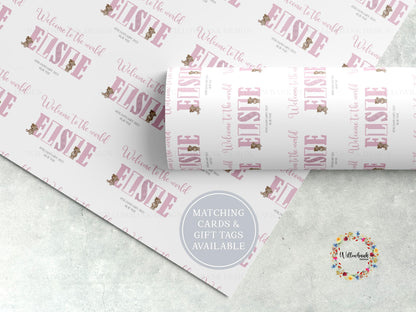 Personalised New Baby Gift Wrapping Paper l Gift Wrap l Welcome To The World