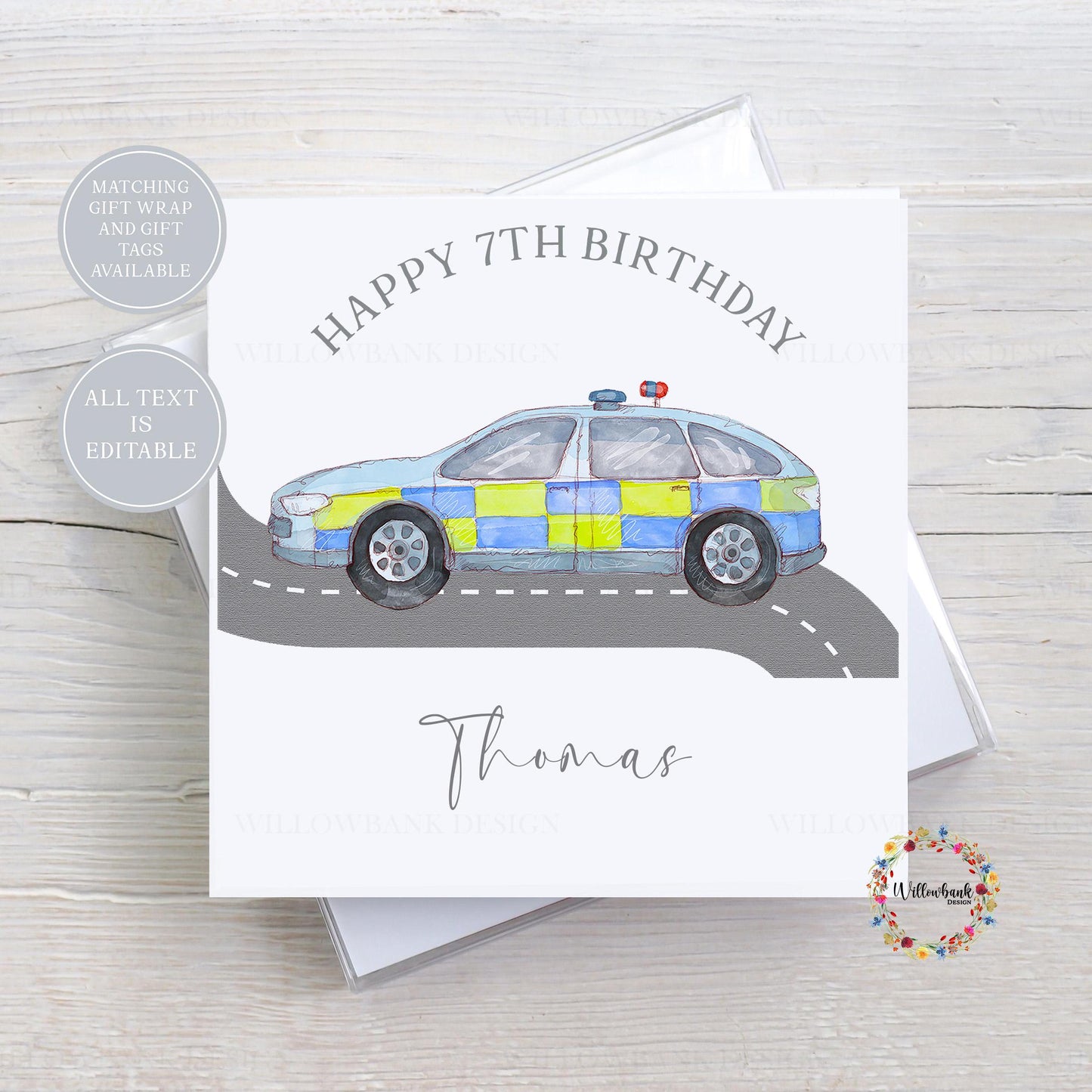 Personalised Emergency Services Birthday Greeting Card l Childrens Birthday Card l Ambulance l Fire Engine l Police Car l Kids Birthday