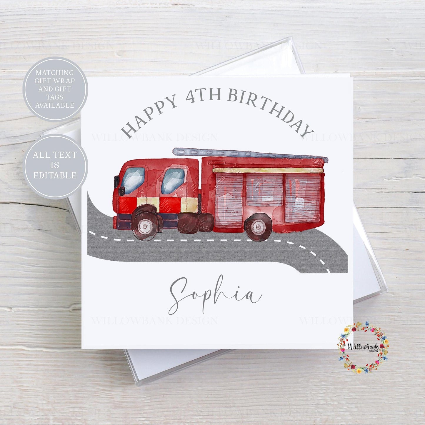 Personalised Emergency Services Birthday Greeting Card l Childrens Birthday Card l Ambulance l Fire Engine l Police Car l Kids Birthday