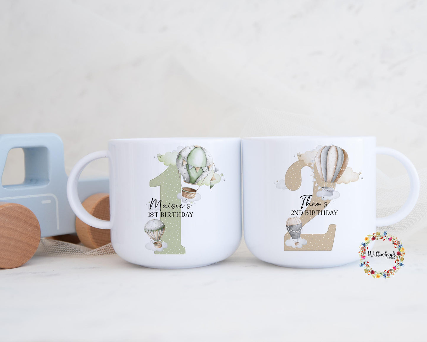 Children's Hot Air Balloon Personalised Kids Unbreakable 6oz Mug l Gift For Child l First Birthday l Christening l Kids Gift l Toddler Gift