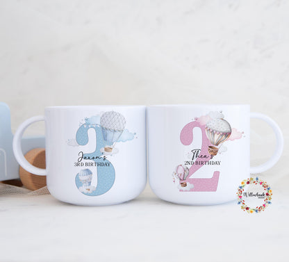 Children's Hot Air Balloon Personalised Kids Unbreakable 6oz Mug l Gift For Child l First Birthday l Christening l Kids Gift l Toddler Gift