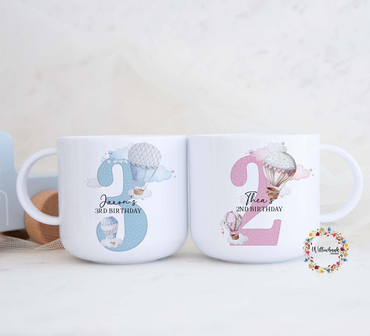 Children's Hot Air Balloon Personalised Kids Unbreakable 6oz Mug l Gift For Child l First Birthday l Christening l Kids Gift l Toddler Gift