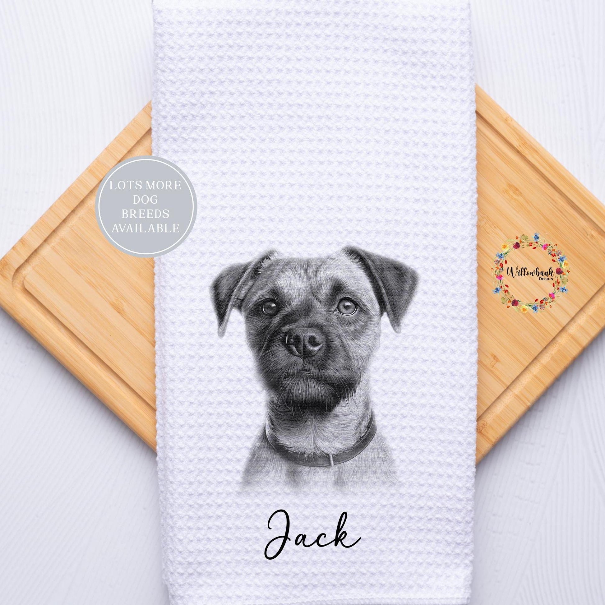 Personalised Dog Tea Towel l Border Terrier l Different Breeds Available l Teatowel l Dog Towel l Kitchen Towel