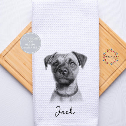 Personalised Dog Tea Towel l Border Terrier l Different Breeds Available l Teatowel l Dog Towel l Kitchen Towel