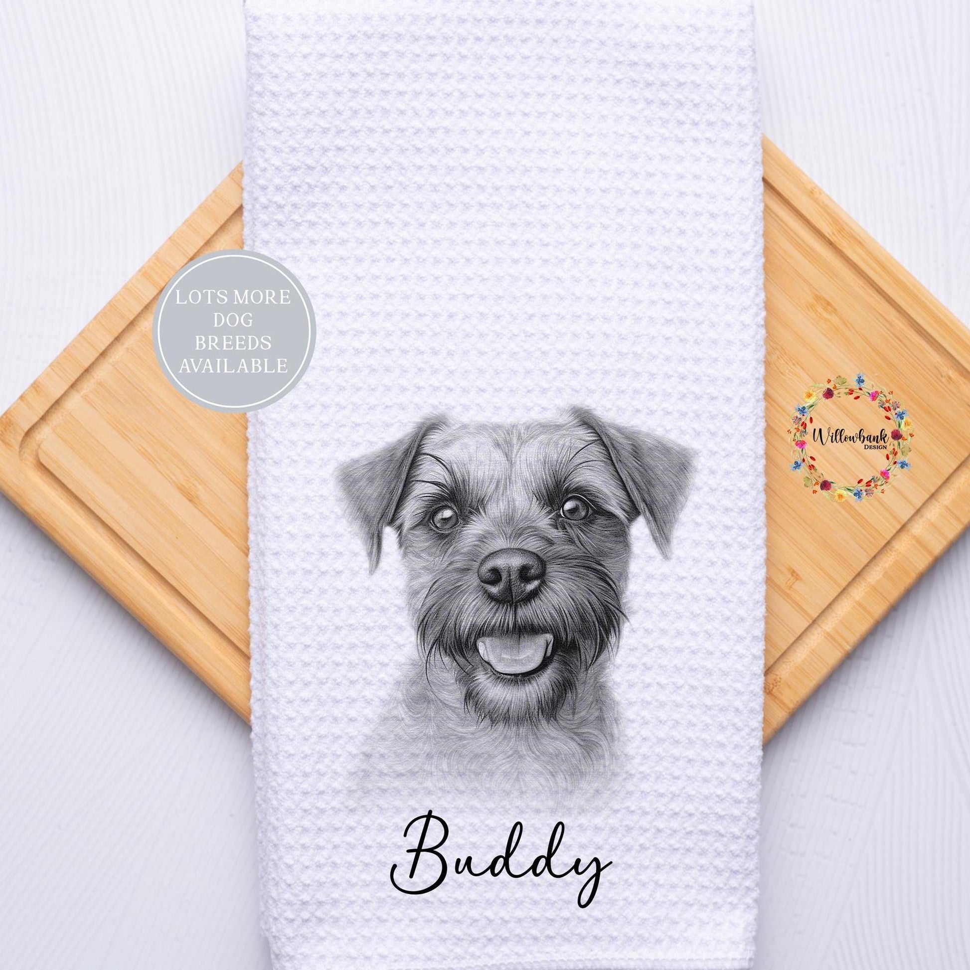 Personalised Dog Tea Towel l Border Terrier l Different Breeds Available l Teatowel l Dog Towel l Kitchen Towel