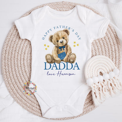 Personalised Happy Father's Day Bay Vest l Teddy Bear l To My Daddy l Baby's First Father's Day l Dad l Dadda l Dada l 1st Father's Day