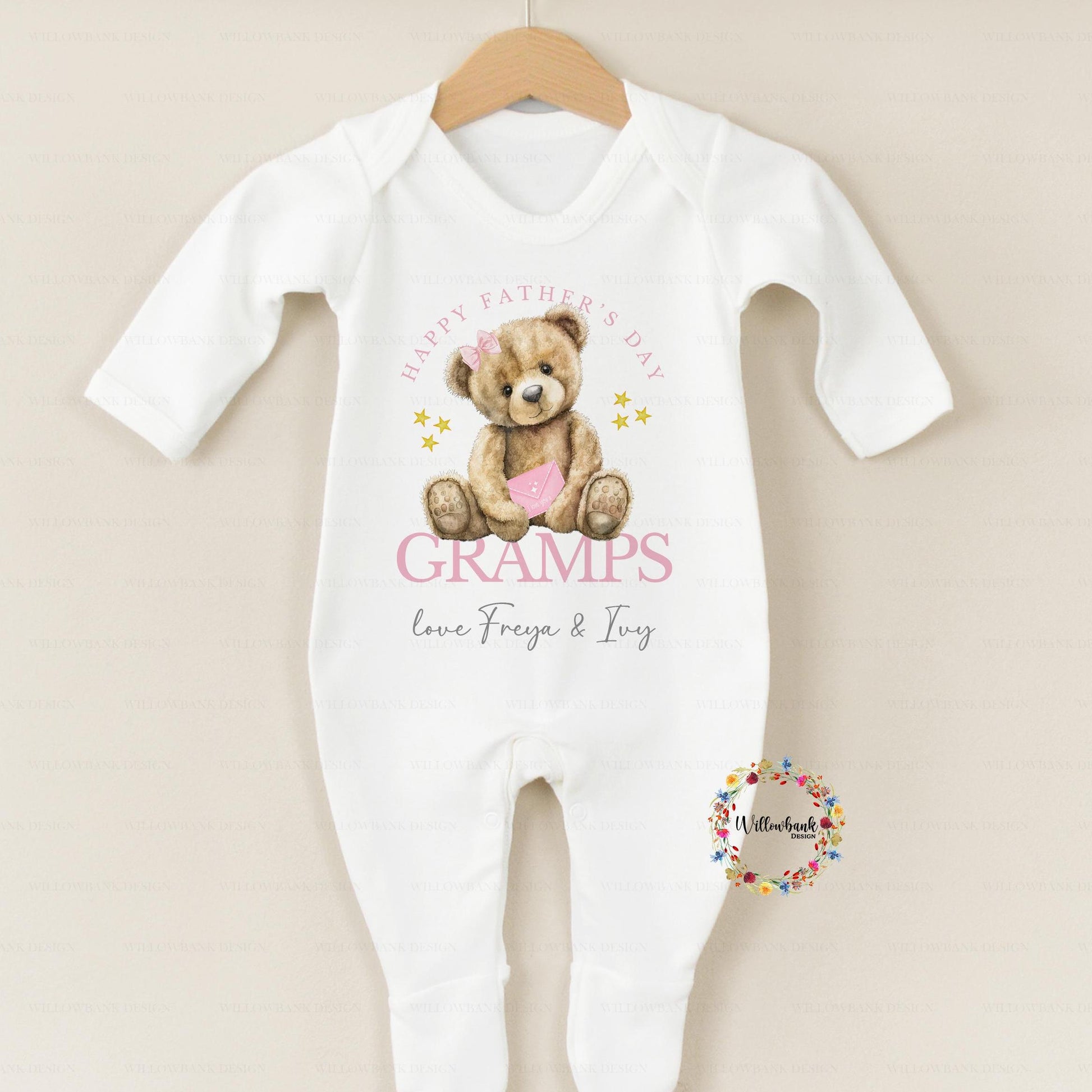 Personalised Happy Father's Day Baby Grow l Teddy Bear l Grandad l Baby's First Father's Day l Gramps l Pops l Grandpa l Onesie l Sleepsuit