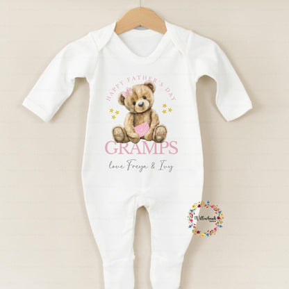 Personalised Happy Father's Day Baby Grow l Teddy Bear l Grandad l Baby's First Father's Day l Gramps l Pops l Grandpa l Onesie l Sleepsuit