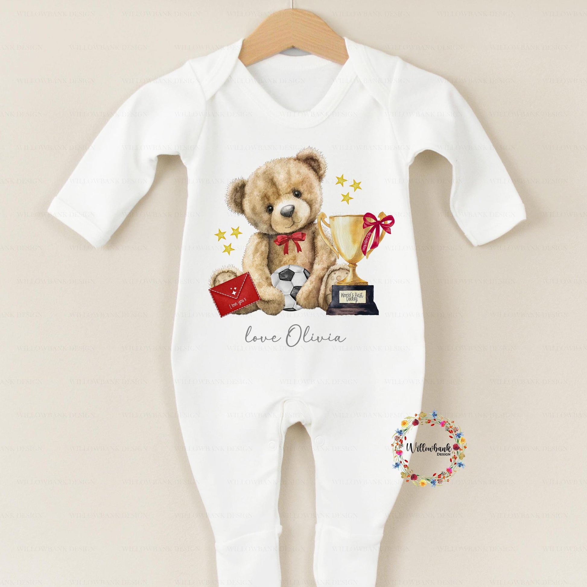 Personalised Happy Father's Day Baby Grow l Teddy Bear l Baby Vest l Baby's First Father's Day l Dadda l Dada l 1st Father's Day l Onesie