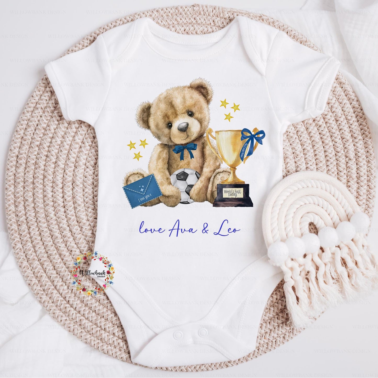Personalised Happy Father's Day Baby Grow l Teddy Bear l Baby Vest l Baby's First Father's Day l Dadda l Dada l 1st Father's Day l Onesie