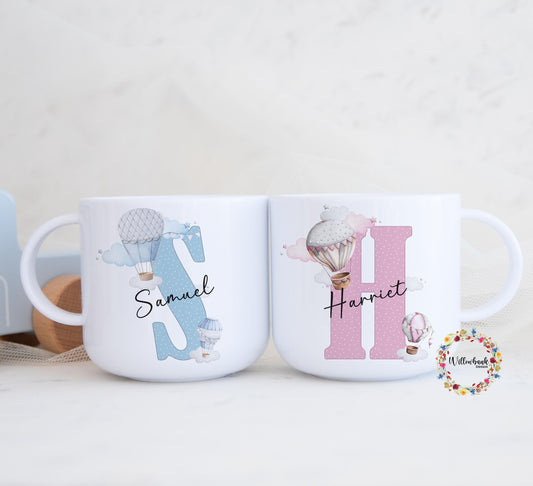 Children's Hot Air Balloon Personalised Kids Unbreakable 6oz Mug l Gift For Child l First Birthday l Christening l Kids Gift l Toddler Gift