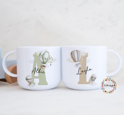 Children's Hot Air Balloon Personalised Kids Unbreakable 6oz Mug l Gift For Child l First Birthday l Christening l Kids Gift l Toddler Gift