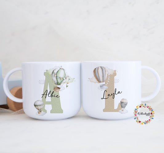 Children's Hot Air Balloon Personalised Kids Unbreakable 6oz Mug l Gift For Child l First Birthday l Christening l Kids Gift l Toddler Gift