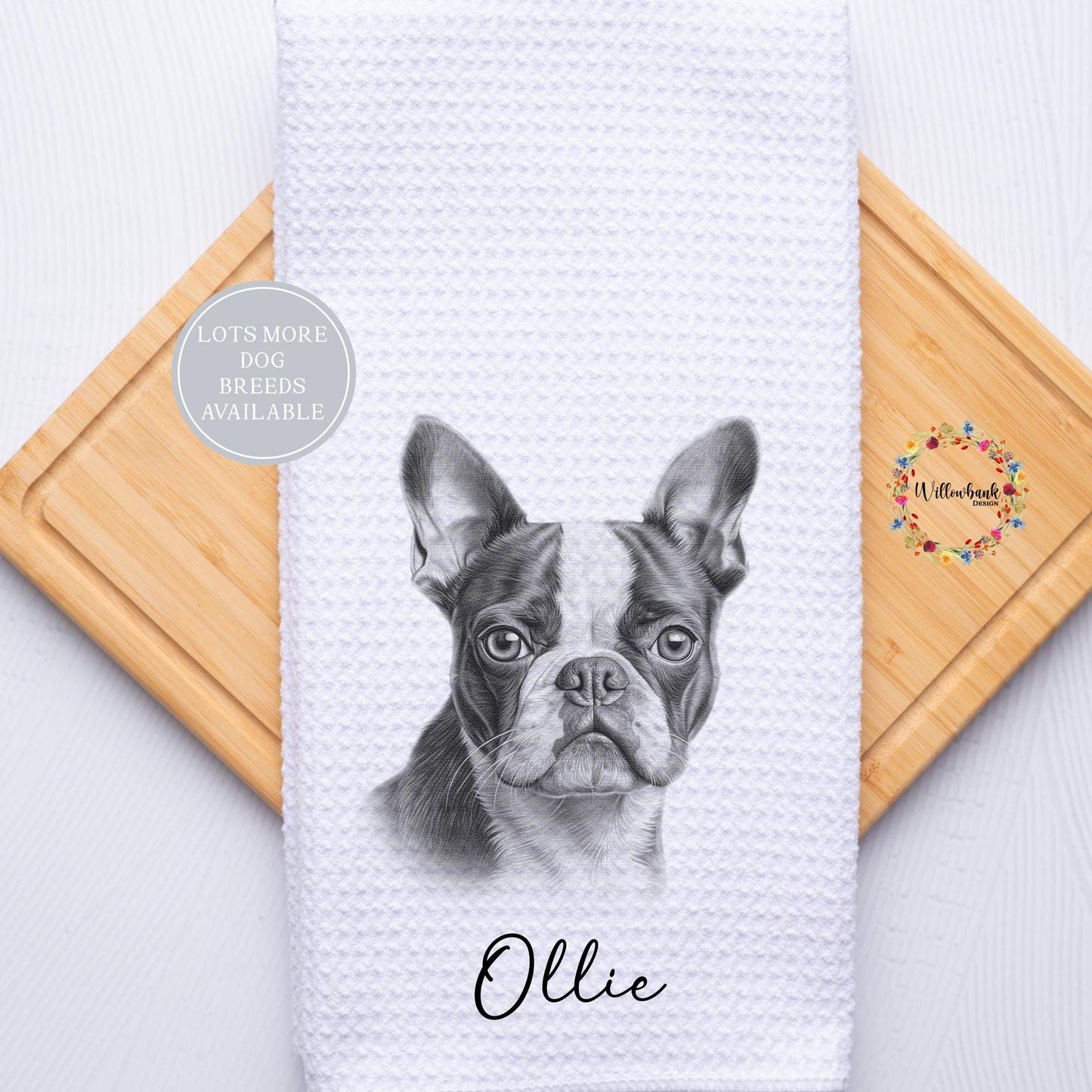 Personalised Dog Tea Towel l Terrier l Bedlington Terrier l Bull Terrier l Cairn l Boston Terrier l Different Breeds Available l Teatowel
