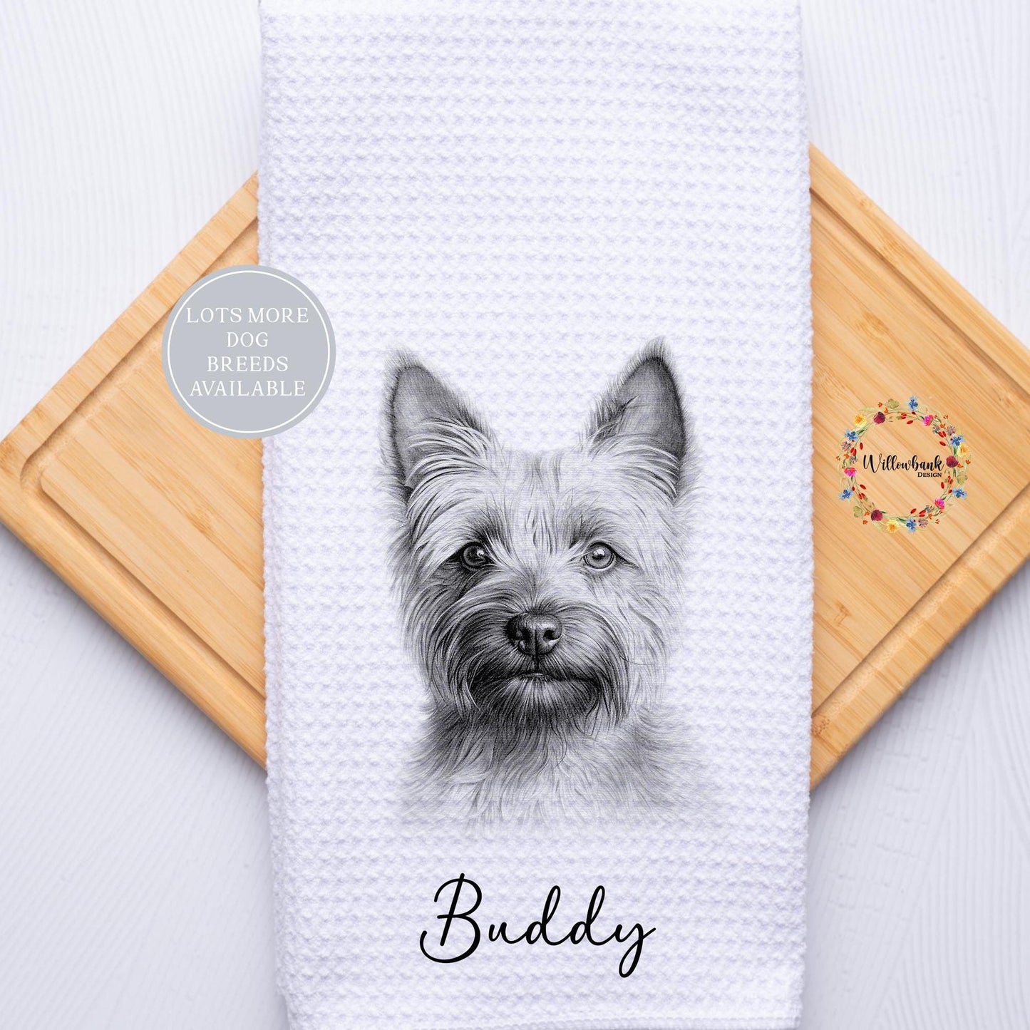 Personalised Dog Tea Towel l Terrier l Bedlington Terrier l Bull Terrier l Cairn l Boston Terrier l Different Breeds Available l Teatowel