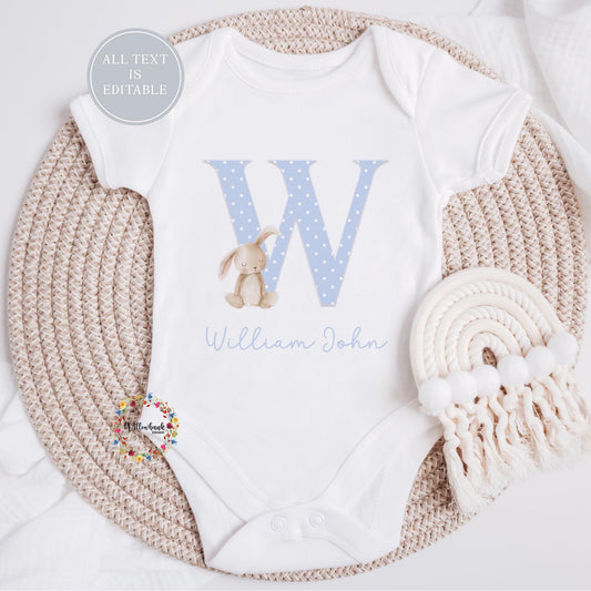 Personalised Bunny Rabbit Baby Bodysuit l Baby Girl Vest l New Baby Gift l Babygrow l Unisex l Neutral l Baby Boy l Welcome To The World