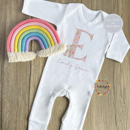 Personalised Bunny Rabbit Baby Bodysuit l Baby Girl Vest l New Baby Gift l Babygrow l Unisex l Neutral l Baby Boy l Welcome To The World