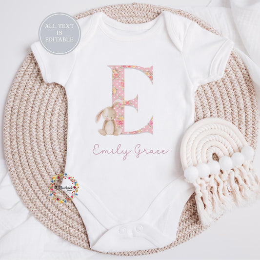 Personalised Bunny Rabbit Baby Bodysuit l Baby Girl Vest l New Baby Gift l Babygrow l Unisex l Neutral l Baby Boy l Welcome To The World
