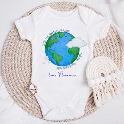 Personalised The Best Daddy In The World Happy Fathers Day Baby Outfit l Baby Vest l Babygrow l Onesie l Sleepsuit
