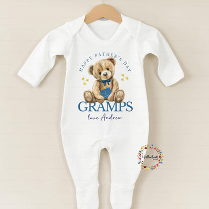 Personalised Happy Father's Day Baby Grow l Teddy Bear l Grandad l Baby's First Father's Day l Gramps l Pops l Grandpa l Onesie l Sleepsuit