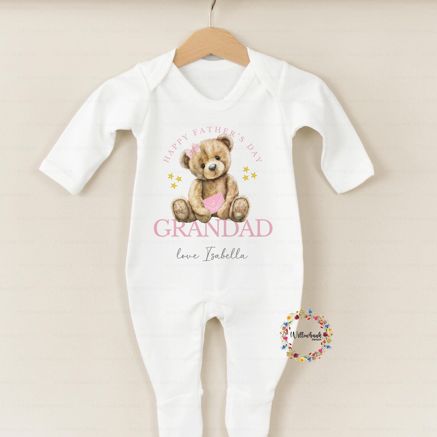 Personalised Happy Father's Day Baby Grow l Teddy Bear l Grandad l Baby's First Father's Day l Gramps l Pops l Grandpa l Onesie l Sleepsuit