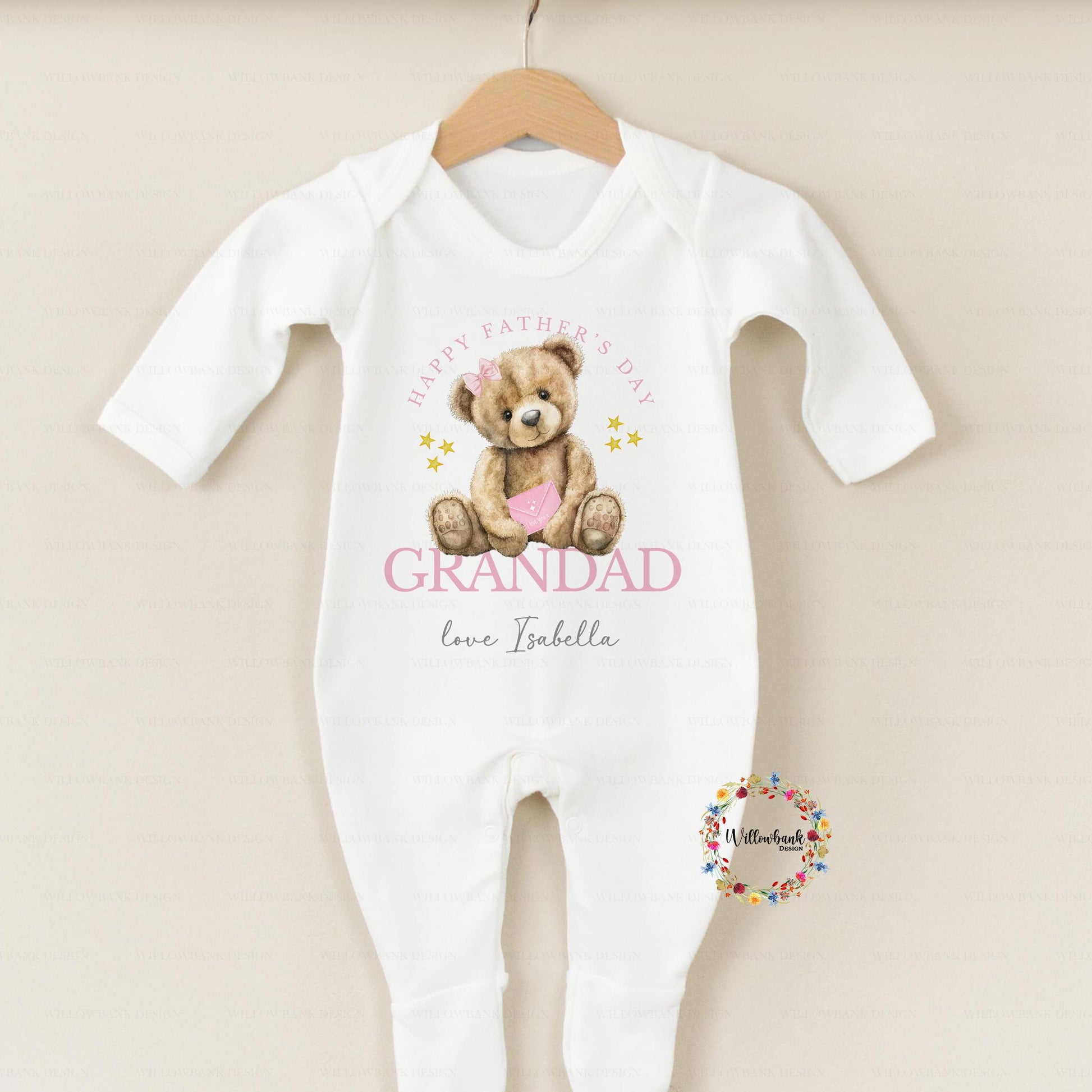 Personalised Happy Father's Day Baby Grow l Teddy Bear l Grandad l Baby's First Father's Day l Gramps l Pops l Grandpa l Onesie l Sleepsuit